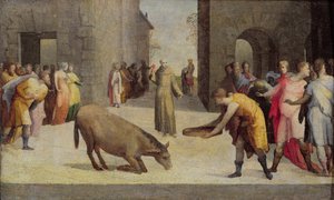 St. Antonius av Padua og eselens mirakel, 1537